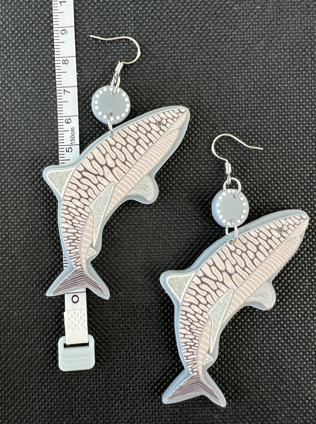 Grey Tiger Shark Earrings