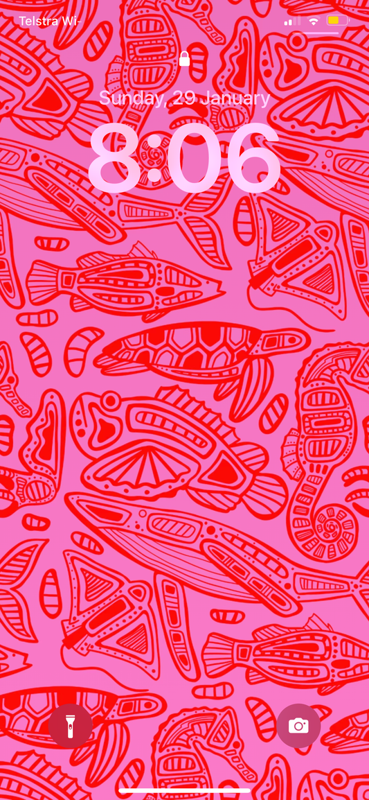 Underwater Red and Pink - Phone Wallpaper Digital Download